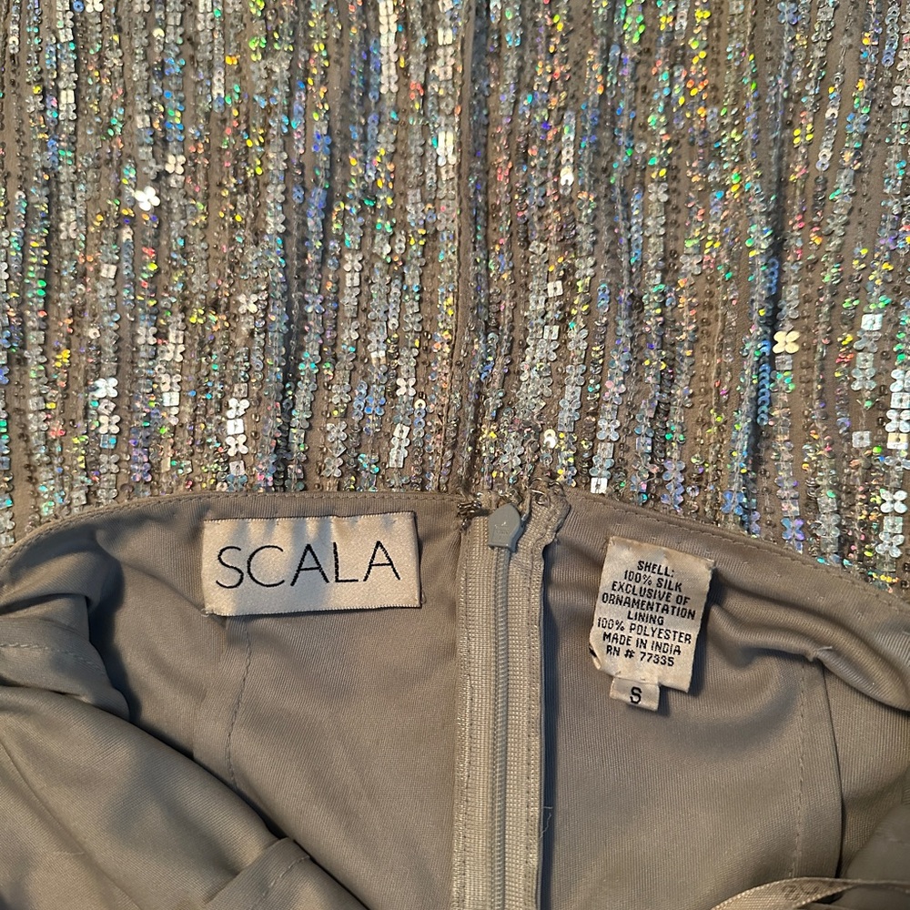 Scala Silver Iridescent Sequin Dress